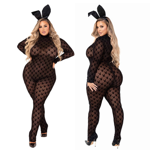 2pc Sheer Playboy Bunny Bodysuit  *AVAIL XS-3X!*
