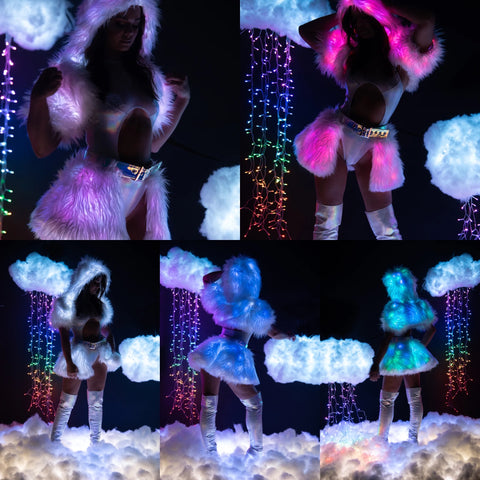 LMT.EDT. LED Light up Faux Fur Belted SKIRT (5 Colors) Holiday Collection *CRR x J.VALENTINE*