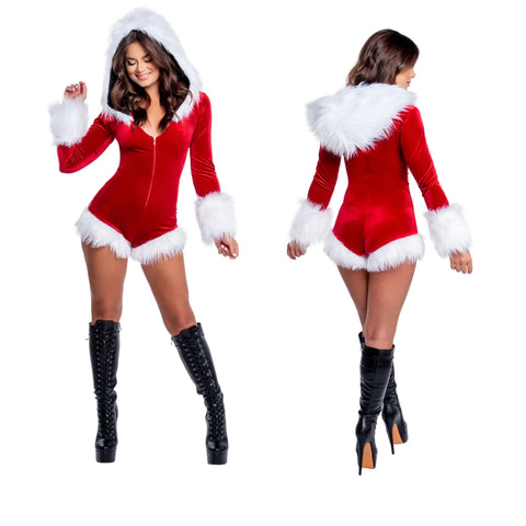 LMT.EDT. Fur Trimmed Hooded Romper (Red or Silver) Holiday Collection *CRR x J.VALENTINE*