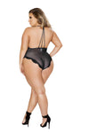 *DEAD CUTE* Black One Piece V-Shaped Eyelash Lace and Satin Teddy (Color: Black)