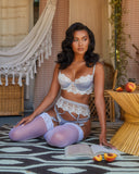 LI406 - 3pc Embroidered Lace & Satin Bralette Garter Set