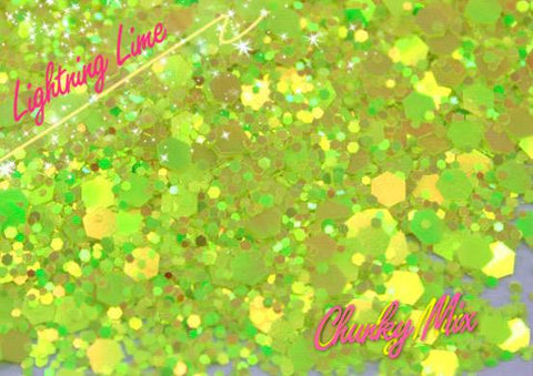 LIGHTNING LIME Chunky Glamdoll Glitter - inkeddollcosmetics