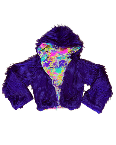 Purple Reign *Lmt Edt. Faux Fur Cropped Hooded Jacket *CRR x J.Valentine*
