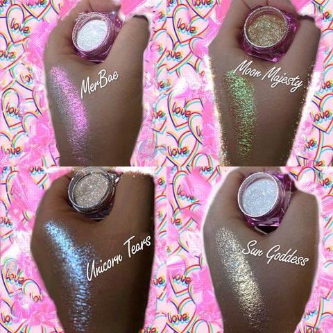 4 PACK *UNICORN GLOW HIGHLIGHTER*! DOLLust DUST - inkeddollcosmetics