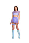 ASTRO SEQUIN SKATER SKIRT (Colors: Lavender/Lime) “CRR x J.Valentine”