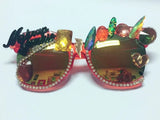 RESORT GLAM METALLIC CRYSTAL GEM RHINESTONE SUNGLASSES "CUSTOM SUNNIES"