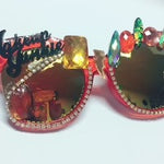 RESORT GLAM METALLIC CRYSTAL GEM RHINESTONE SUNGLASSES "CUSTOM SUNNIES"